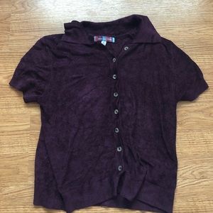 Urban outfitters purple knit short sleeve button down